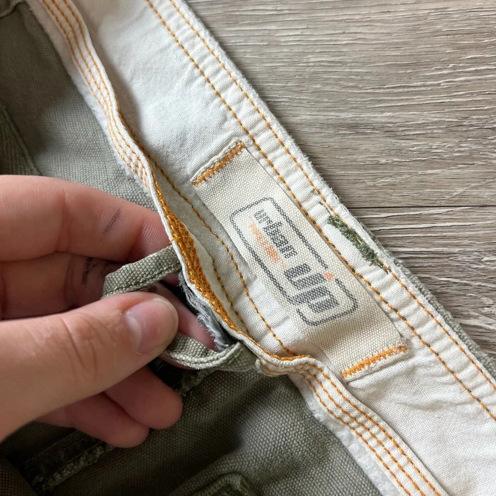 Urban Up Cargo Shorts Mens 34 Olive Green Canvas Utility Multi Pocket Gorpcore